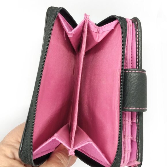 Vintage American Tourister Leather Wallet-Black/Pink - Picture 10 of 12